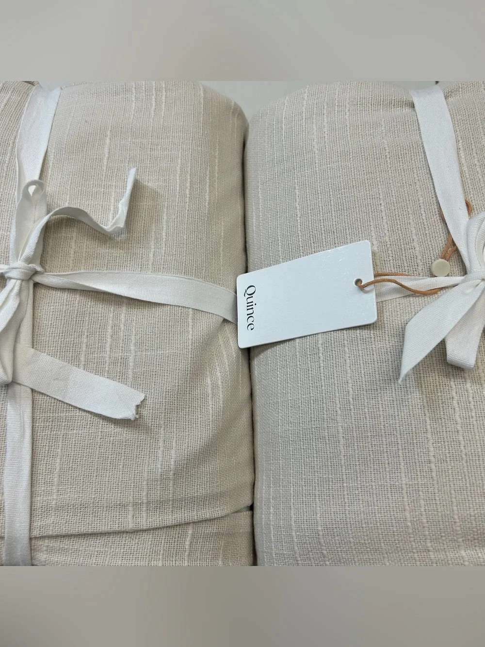 NWT QUINCE Set Of 2 48x96 Cotton Slub Room Darkening Curtains Natural 0122